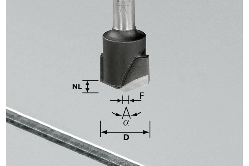 Festool 18mm x 3.3mm x 59mm 135&deg; V-groove Router Bit (8mm Shank)